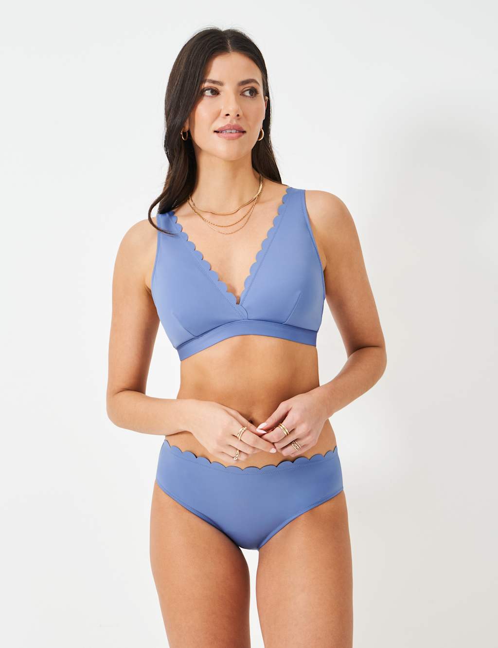 Striped Padded Scallop V-Neck Bikini Top 5 of 5