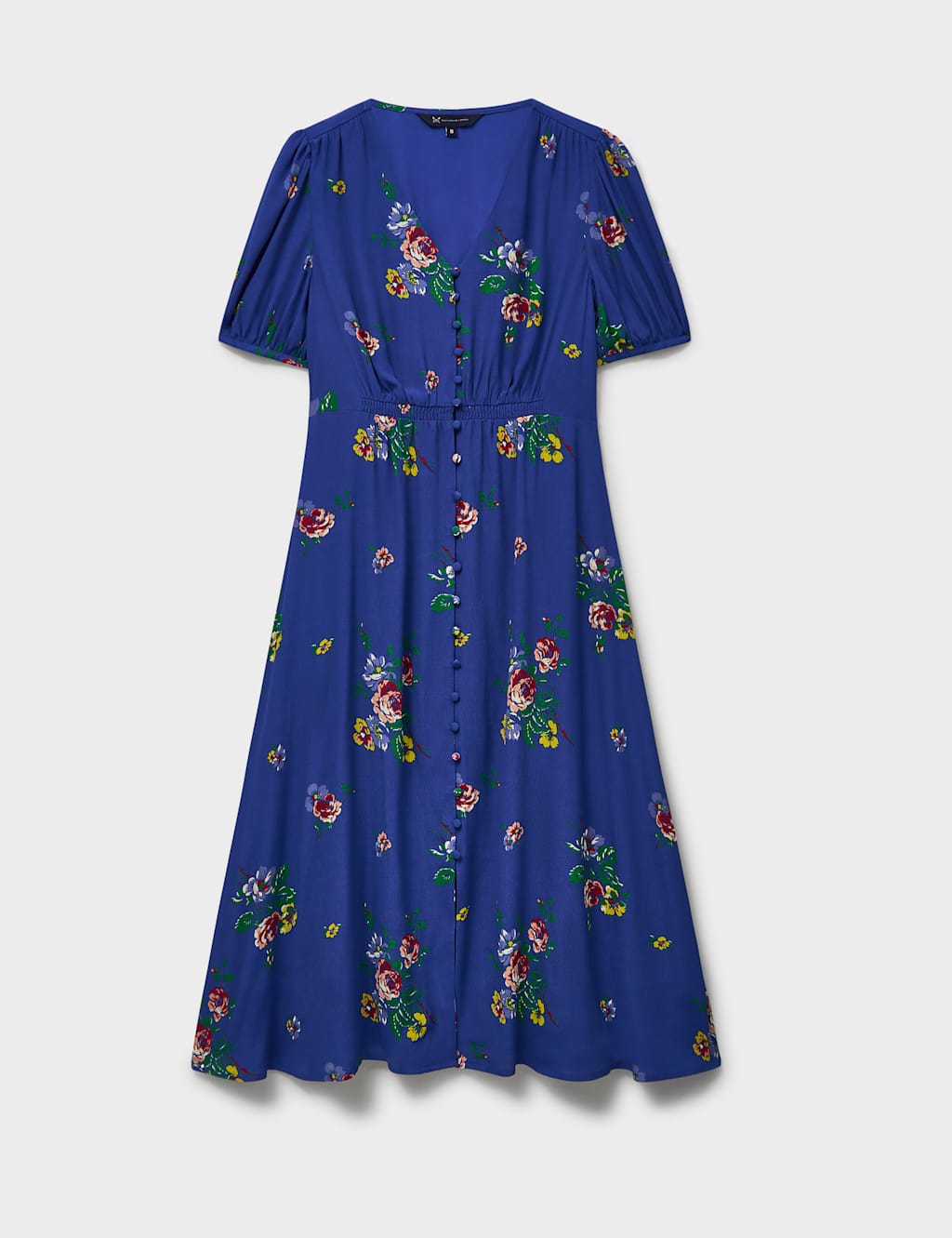 Floral V-Neck Puff Sleeve Midi Tea Dress 2 of 5