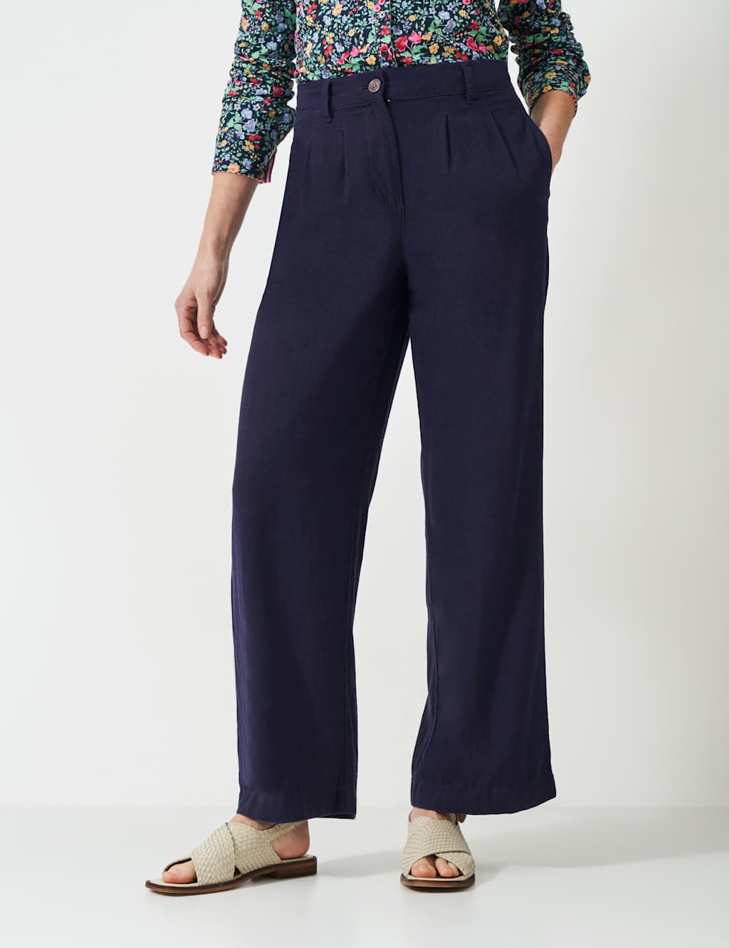 Linen Rich Pleat Front Wide Leg Trousers 3 of 5