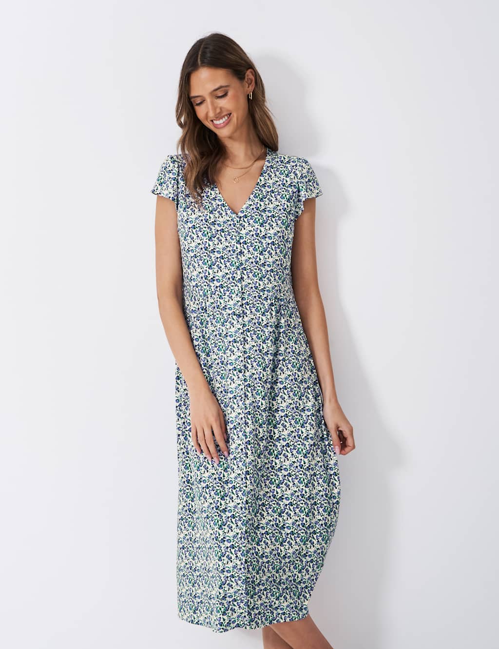 Jersey Floral V-Neck Midaxi Tea Dress 3 of 5