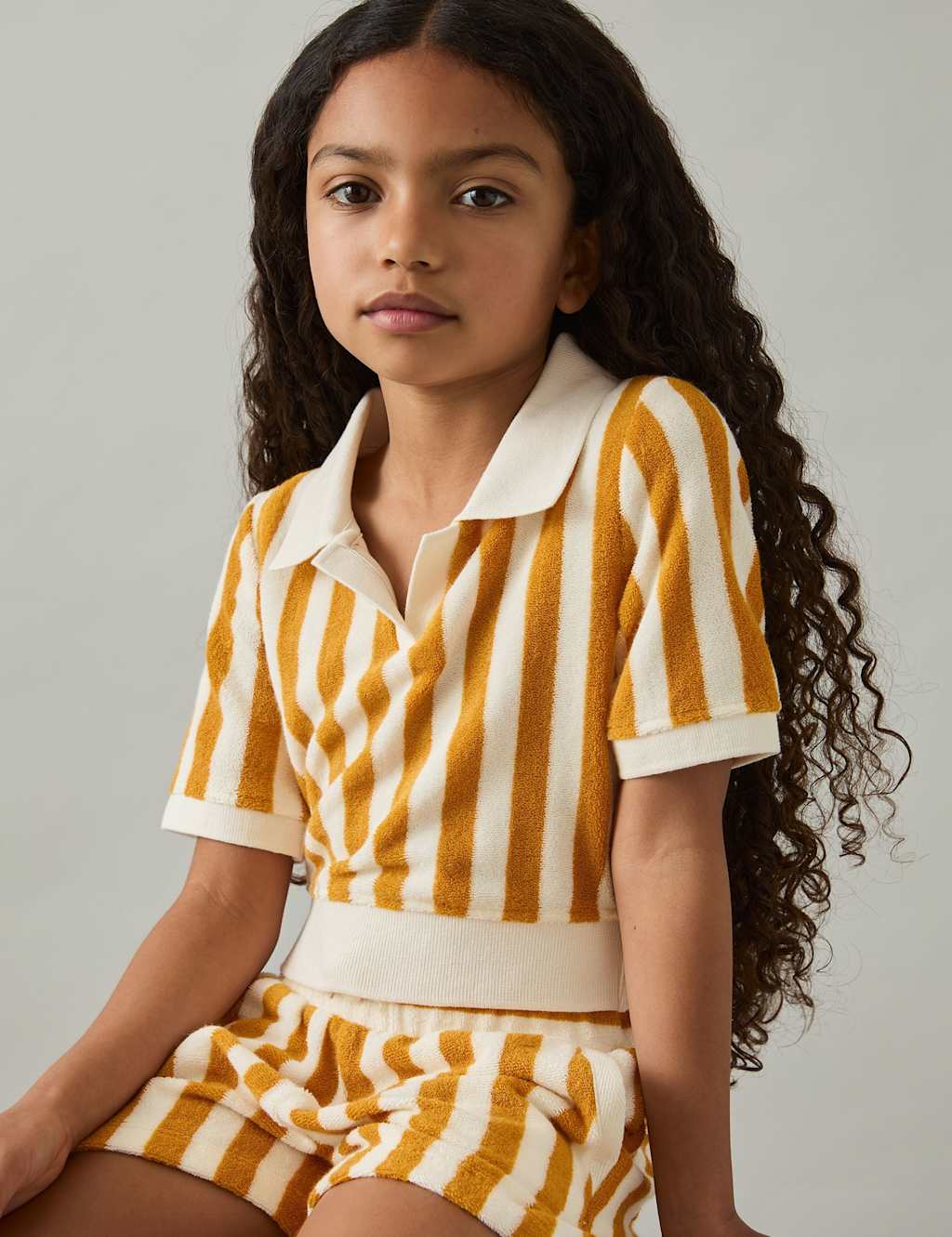 2pc Cotton Blend Striped Top & Shorts Outfit (4-14 Yrs) 3 of 4
