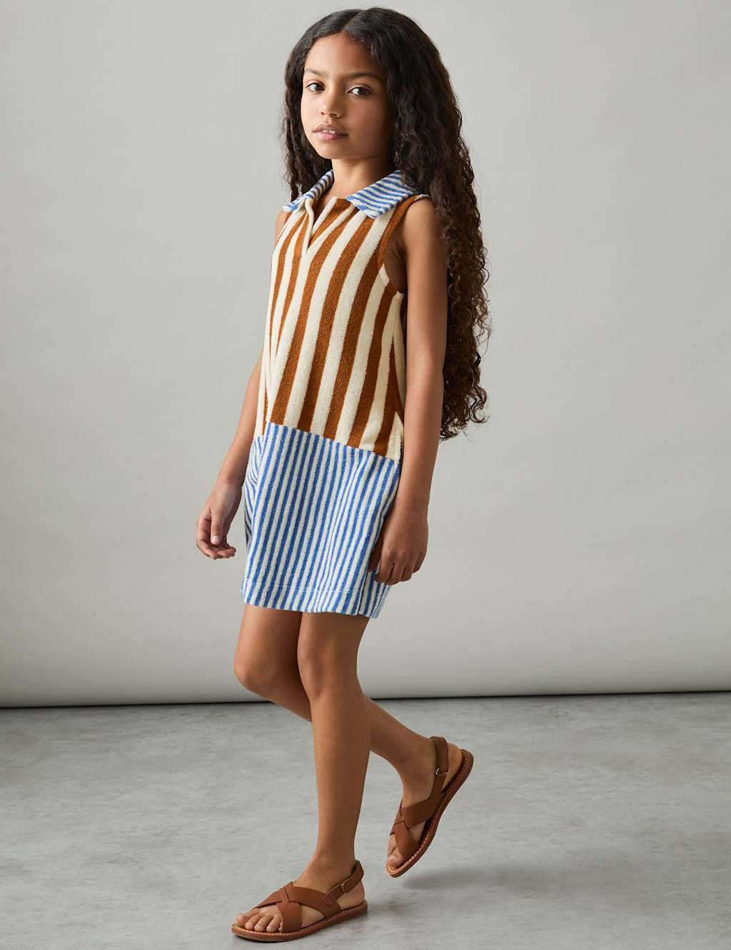 Cotton Blend Towelling Striped Dress (4-14 Yrs) 3 of 4