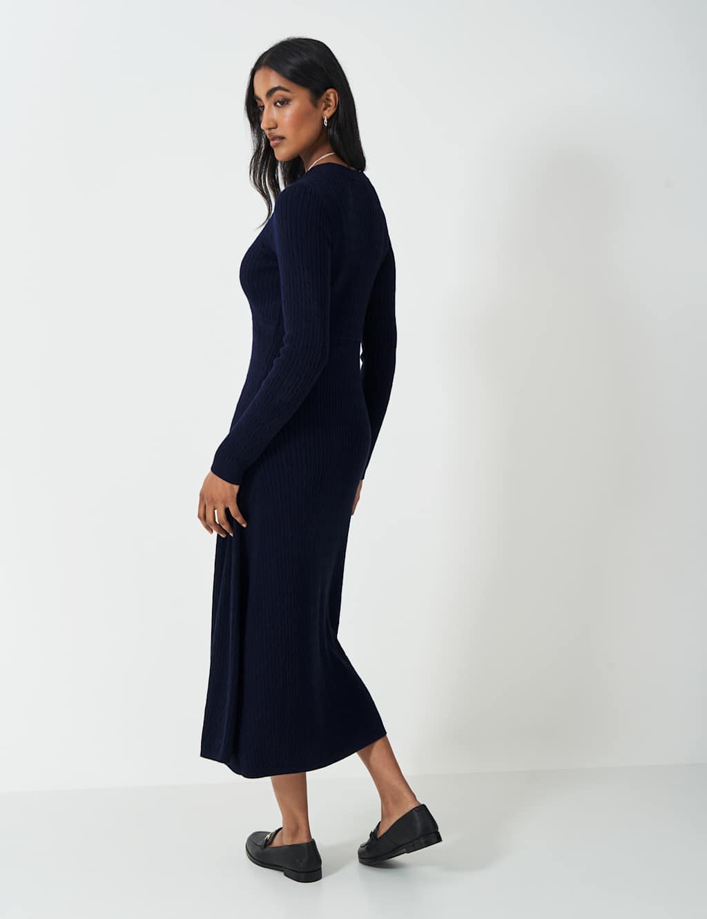 Cotton Rich Cable Knit Midi Skater Dress 4 of 5