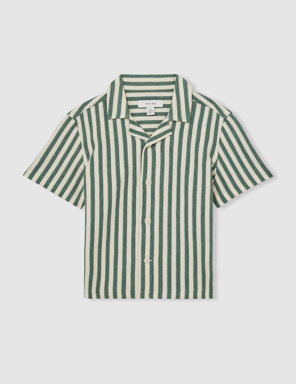 Cotton Rich Striped Knitted Cuban Shirt (3-14 Yrs) 2 of 4