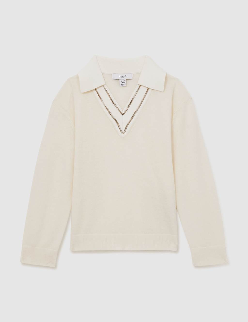 Pure Wool Collared Knitted Cricket Jumper (4-14 Yrs) 2 of 4