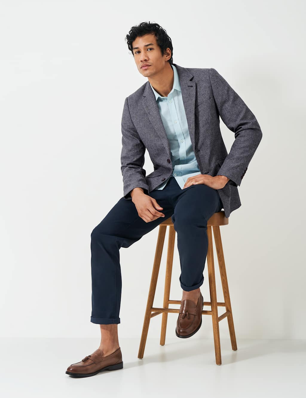 Linen Blend Checked Blazer 3 of 5