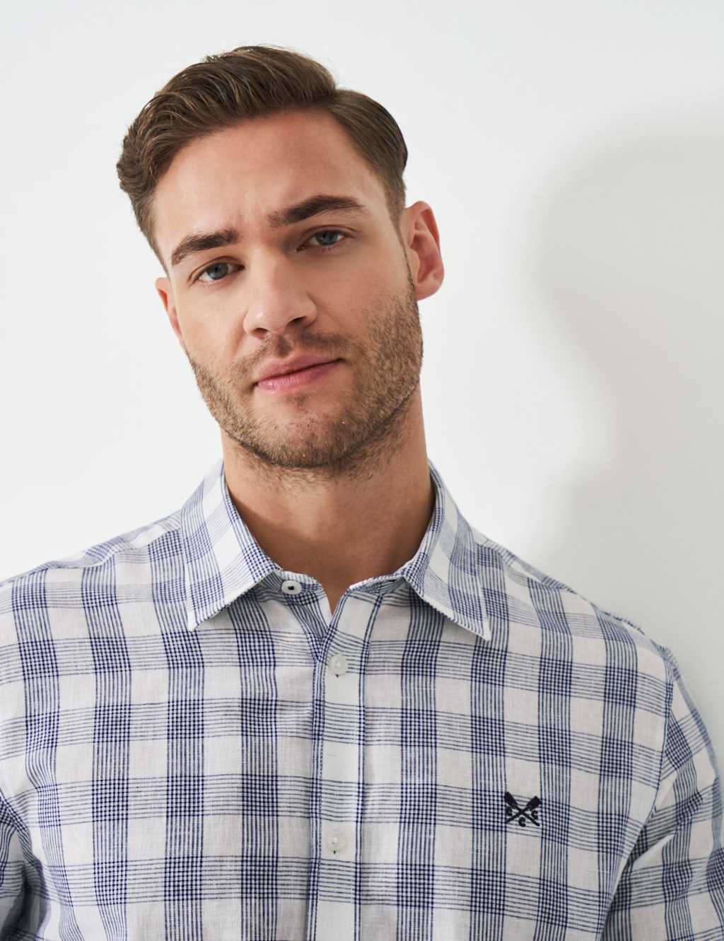 Regular Fit Linen Rich Check Shirt 5 of 5