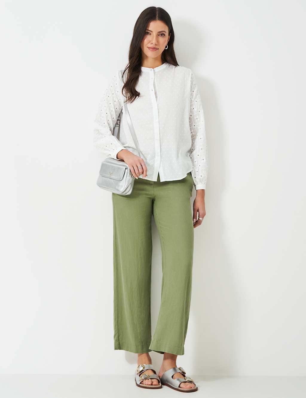 Pure Cotton Broderie Button Through Blouse 3 of 5