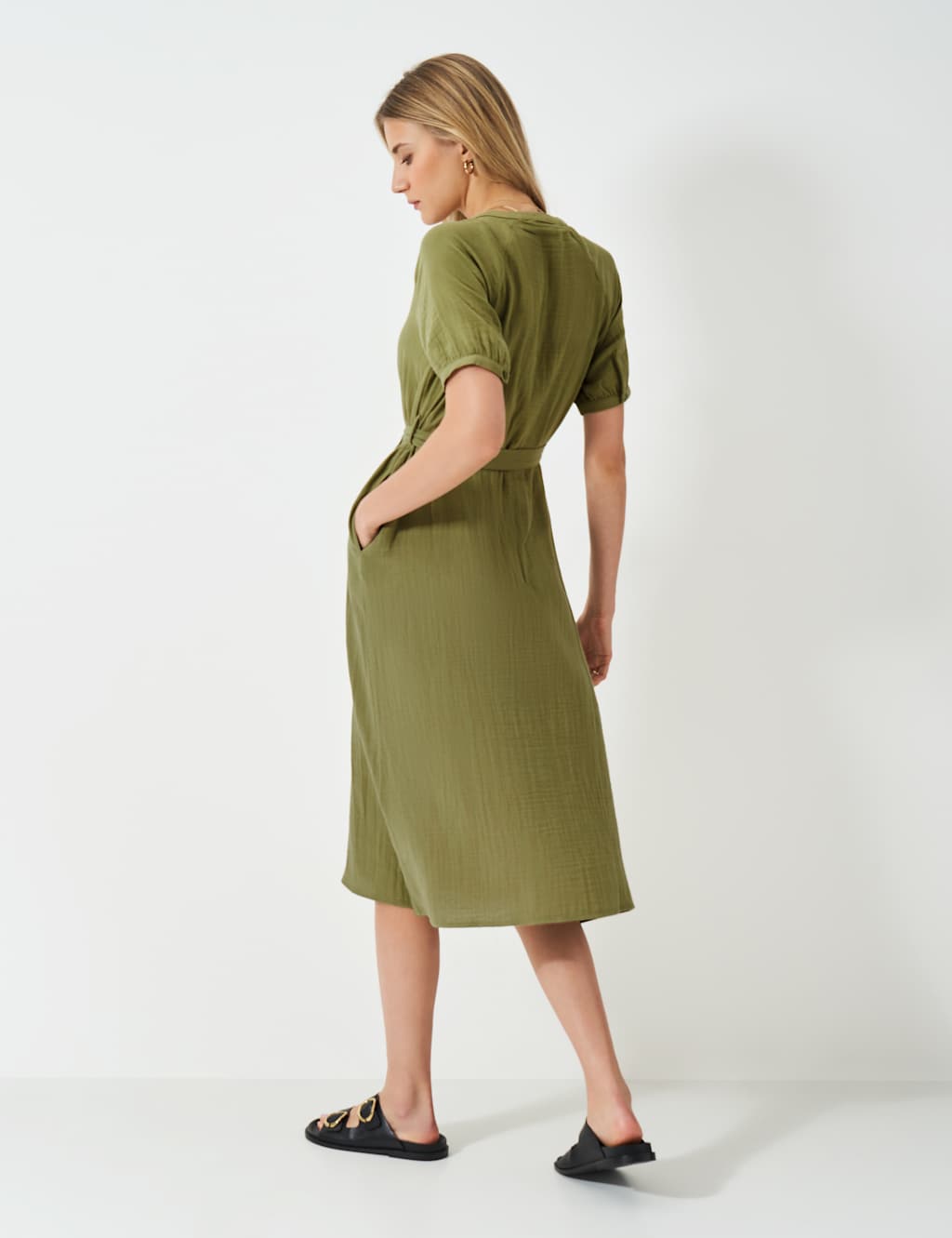 Pure Cotton V-Neck Midaxi Shirt Dress 3 of 5