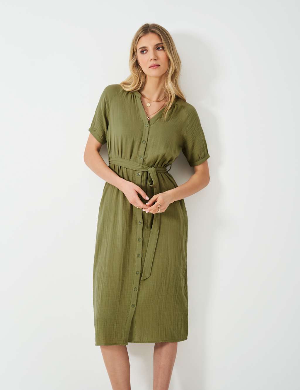 Pure Cotton V-Neck Midaxi Shirt Dress 4 of 5