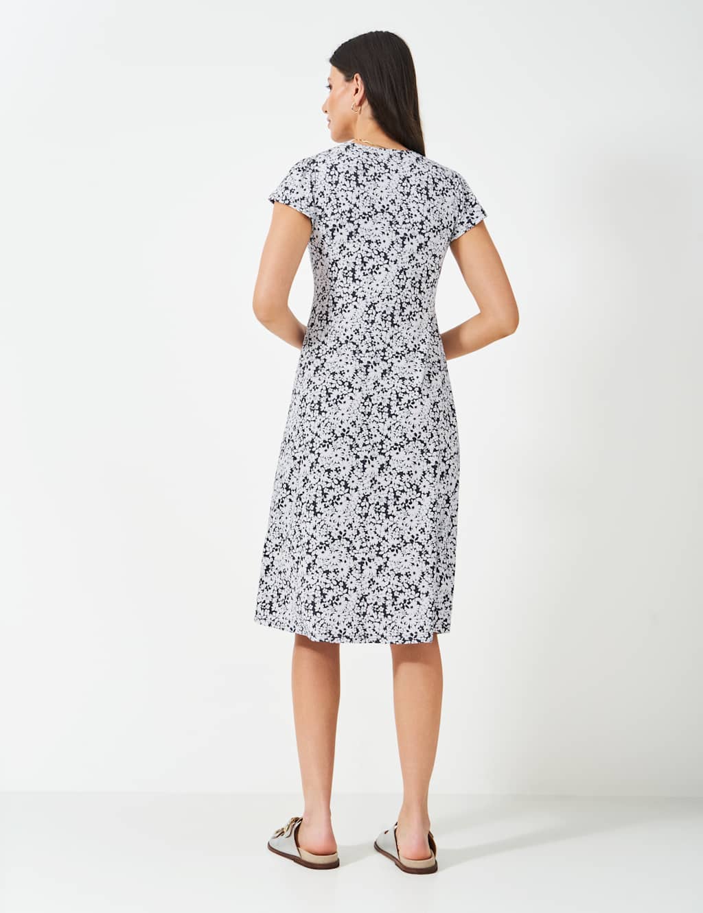Jersey Floral V-Neck Midi Tea Dress 4 of 5
