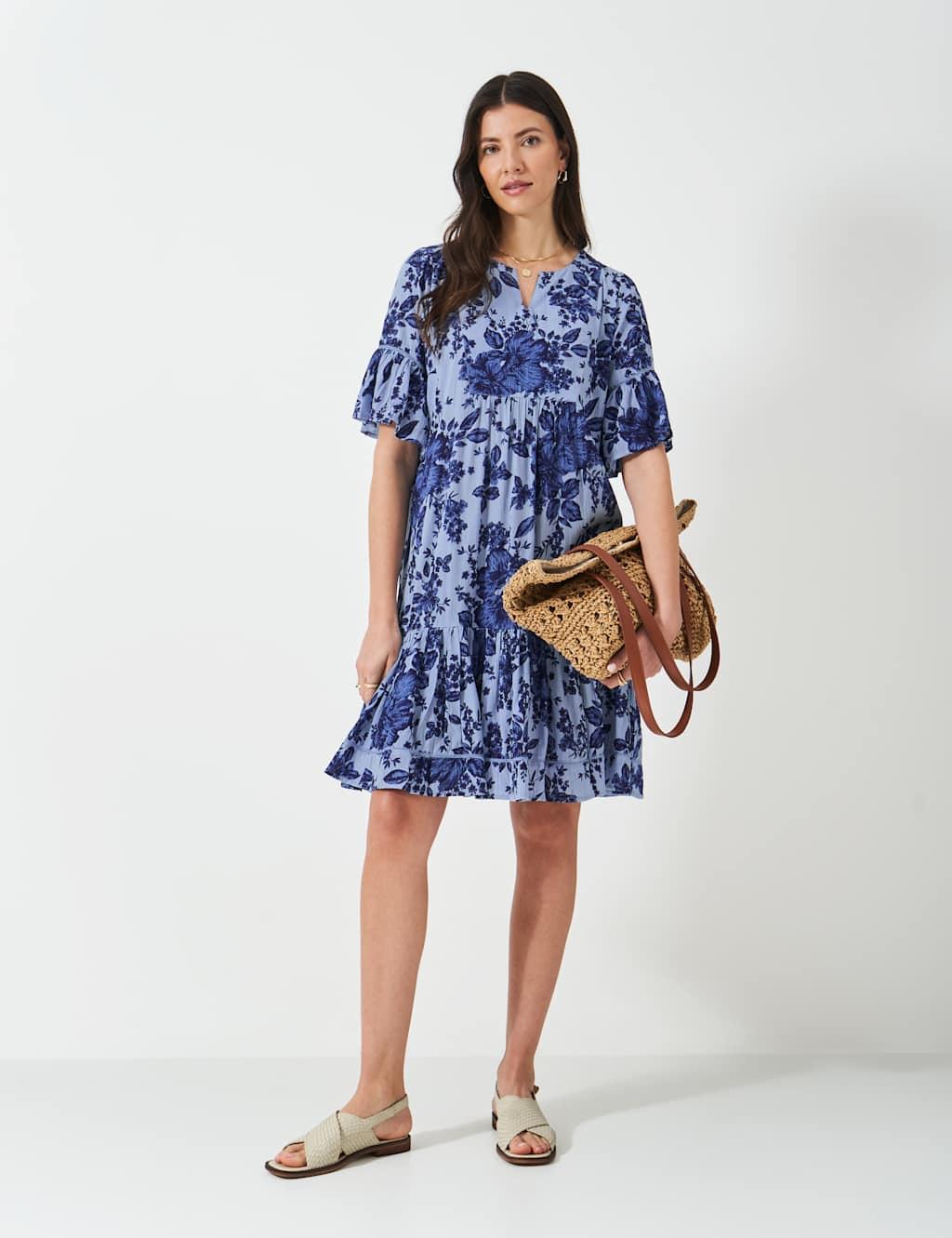 Floral Notch Neck Knee Length Beach Dress 1 of 5
