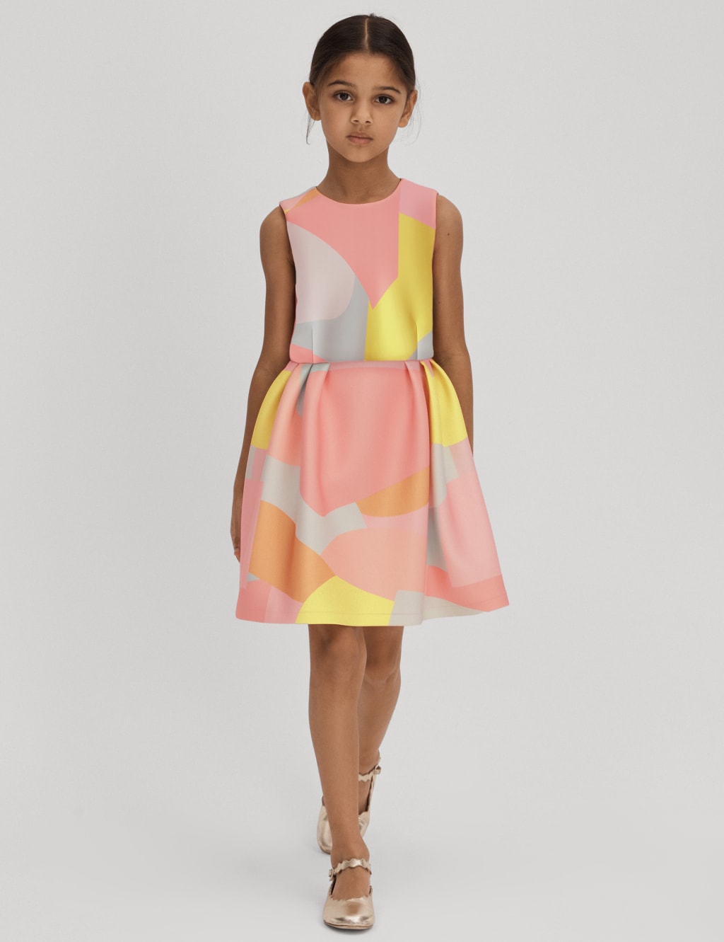 Abstract Print Occasion Dress (4-14 Yrs) 1 of 6