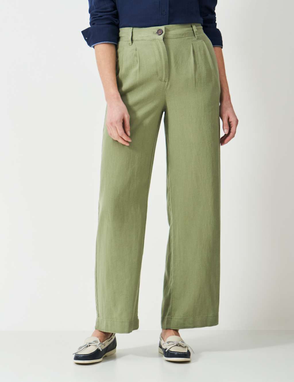 Linen Rich Striped Wide Leg Trousers 3 of 5