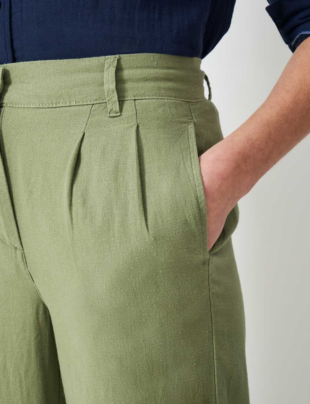 Linen Rich Striped Wide Leg Trousers 5 of 5