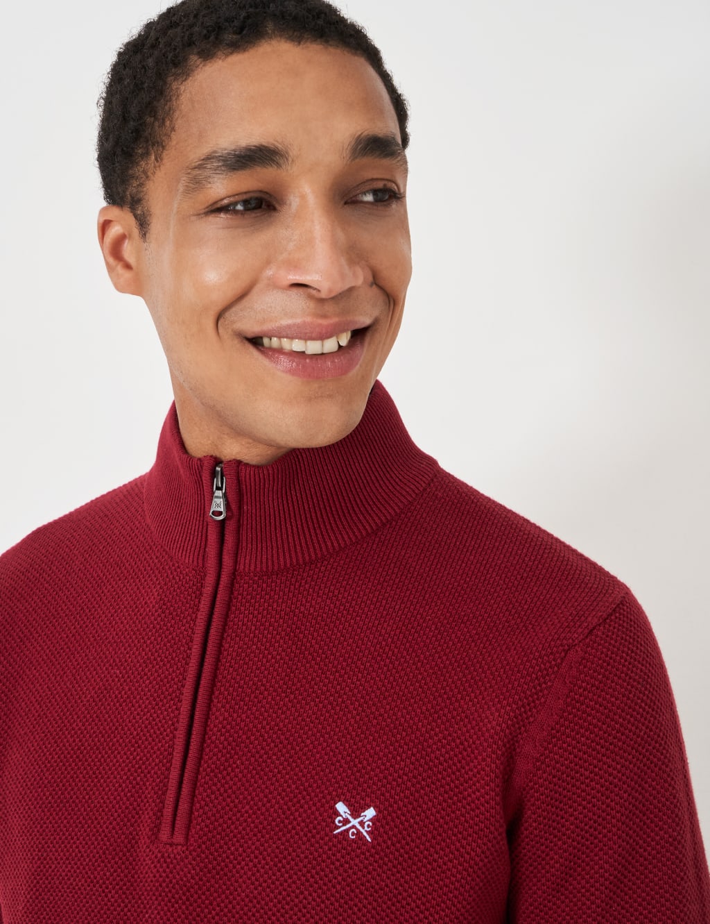 Pure Cotton Textured Half Zip Jumper | Crew Clothing | M&S