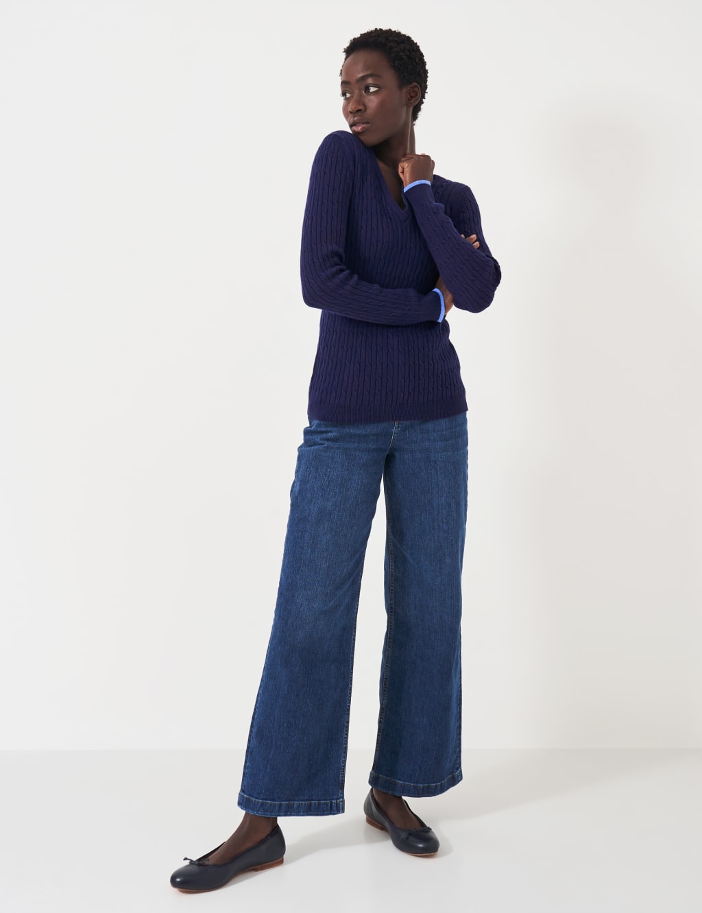 Cotton Rich Cable Knit V-Neck Jumper 3 of 5