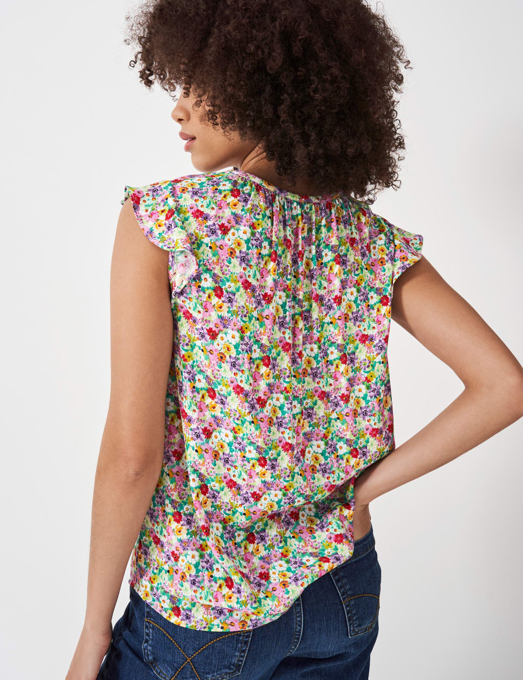 Babyhug 100% Cotton Frill Sleeves Tops with Floral Graphics Pack of 3 - Purple Green & Yellow main image 1