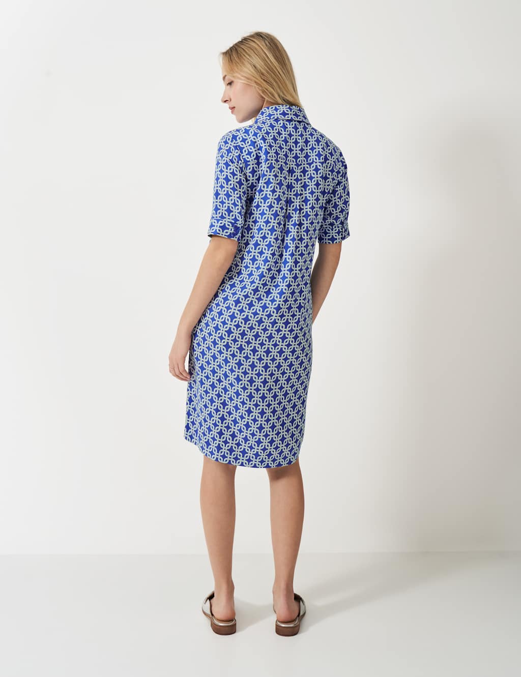 Geometric Collared Knee Length Shirt Dress 4 of 5