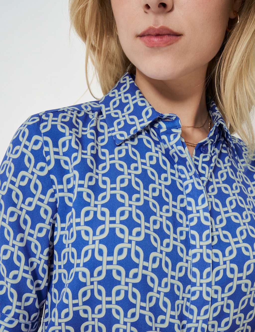 Geometric Collared Knee Length Shirt Dress 5 of 5