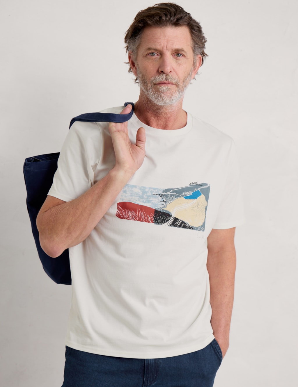 Pure Cotton Coastal Print Crew Neck T-Shirt 2 of 5