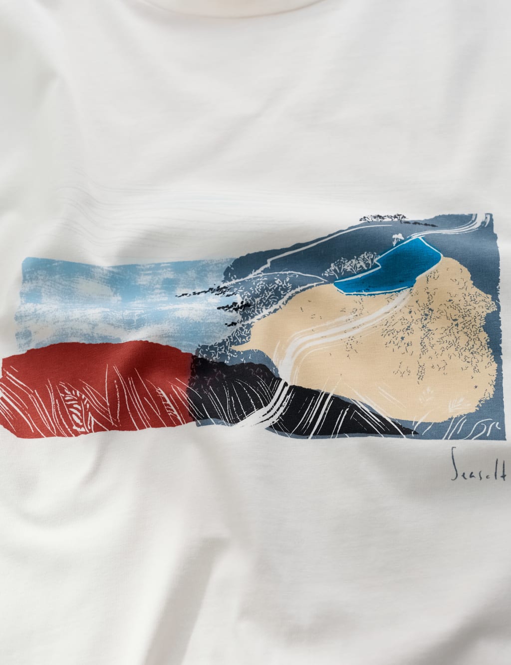 Pure Cotton Coastal Print Crew Neck T-Shirt 4 of 5