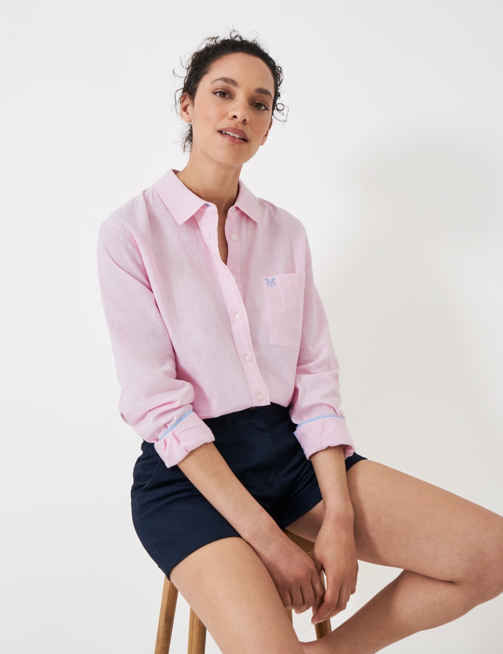 Linen Rich Collared Button Through Shirt 3 of 5