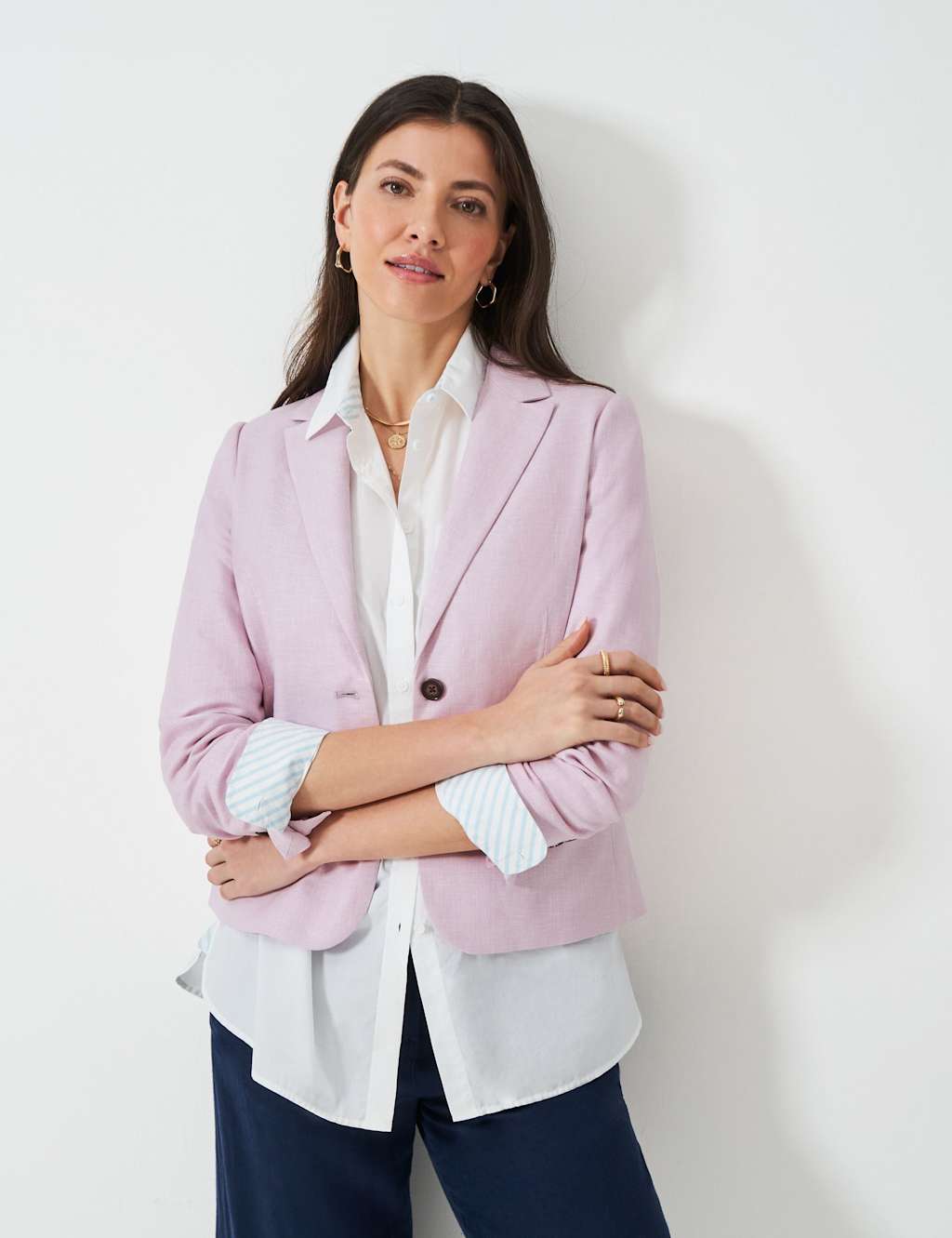 Linen Blend Single Breasted Blazer 3 of 5
