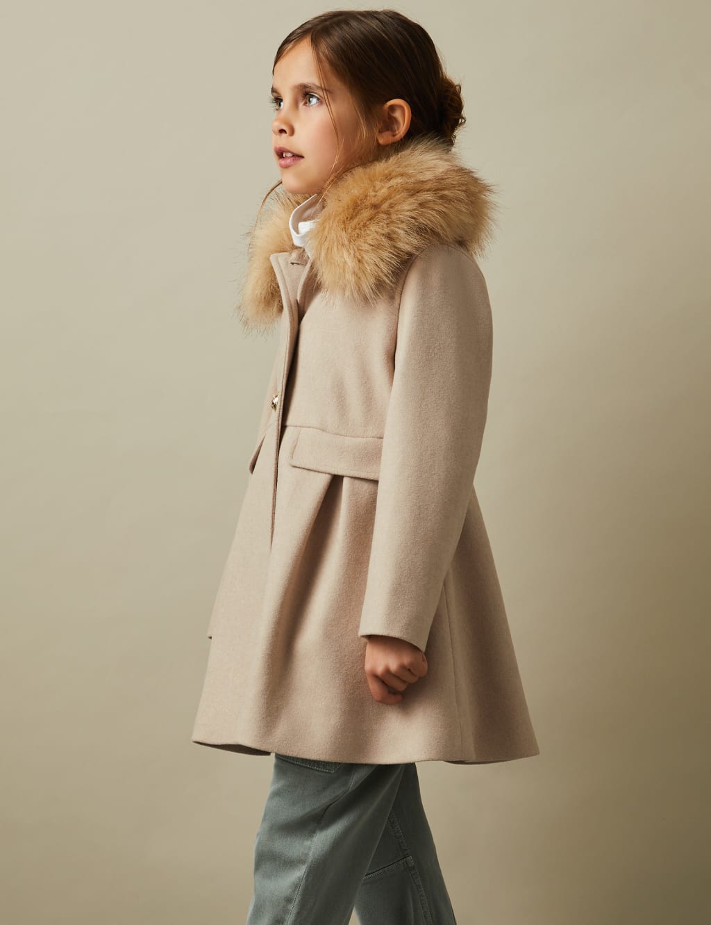Maxi faux fur collar wool coat online