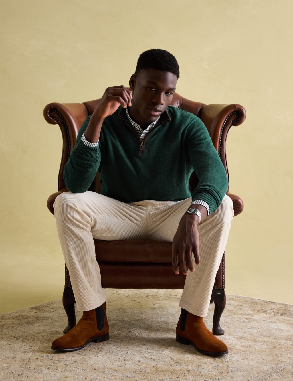 Pure Cotton Funnel Neck Half Zip Jumper 2 of 5