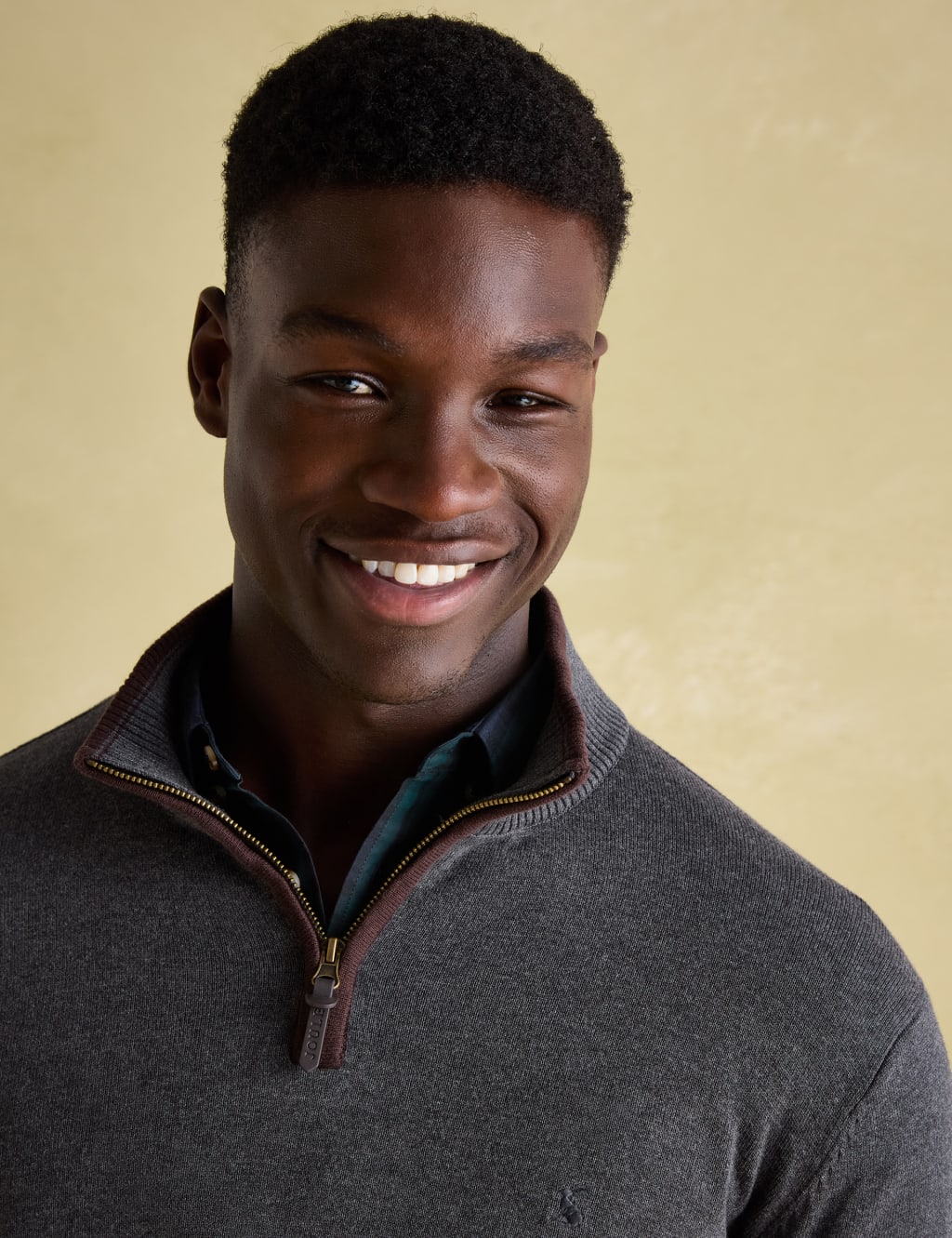 Pure Cotton Funnel Neck Half Zip Jumper