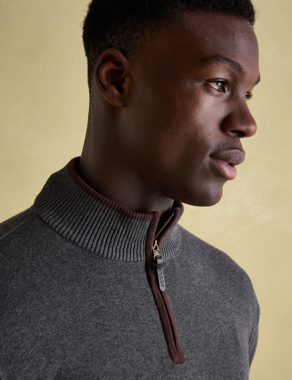 Pure Cotton Funnel Neck Half Zip Jumper