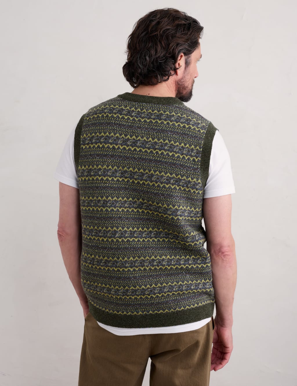 Lambswool Rich Fair Isle Knitted Vest Seasalt Cornwall M S