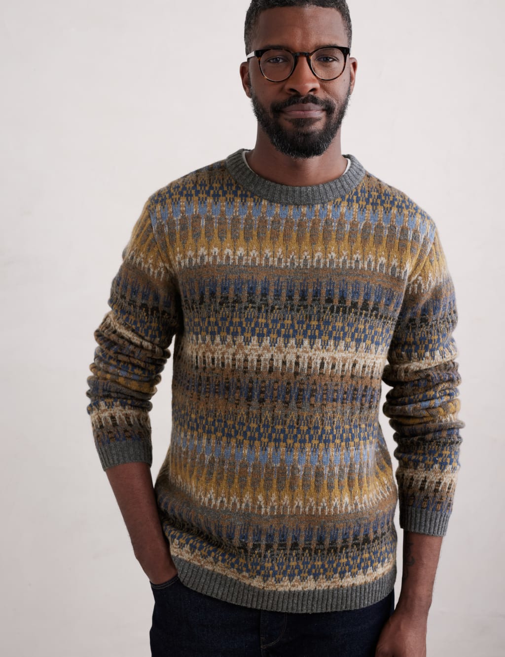 Lambswool Rich Fair Isle Jumper Seasalt Cornwall M S