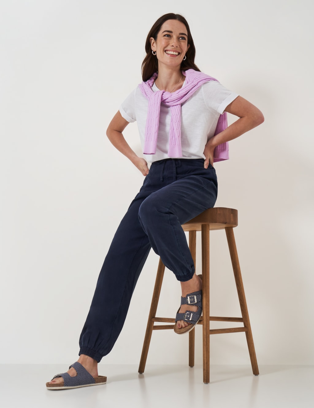Pure Lyocell Drawstring Joggers 3 of 5