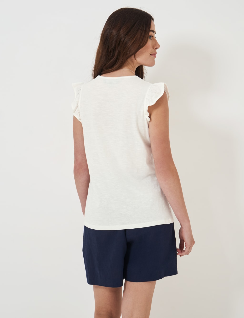Pure Cotton Scoop Neck Frill Detail Top 4 of 5