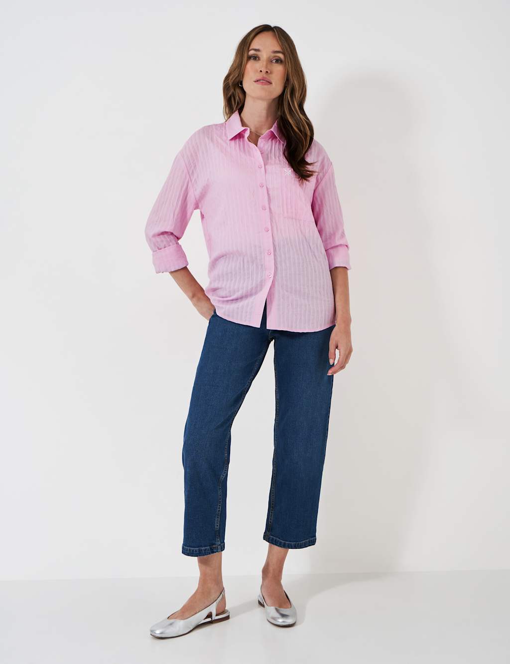 Striped Textured Drop Shoulder Shirt 1 of 5