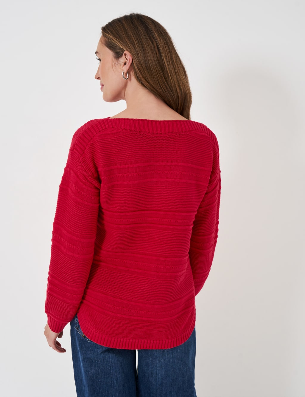 Cotton Rich Textured Slash Neck Jumper Crew Clothing M S