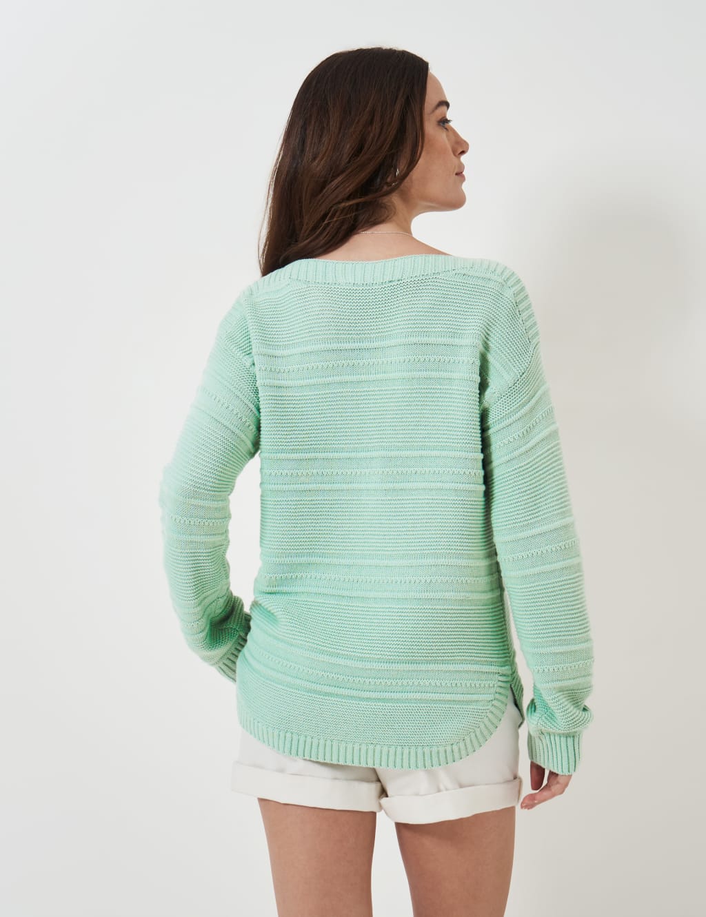 Cotton Rich Textured Slash Neck Jumper Crew Clothing M S