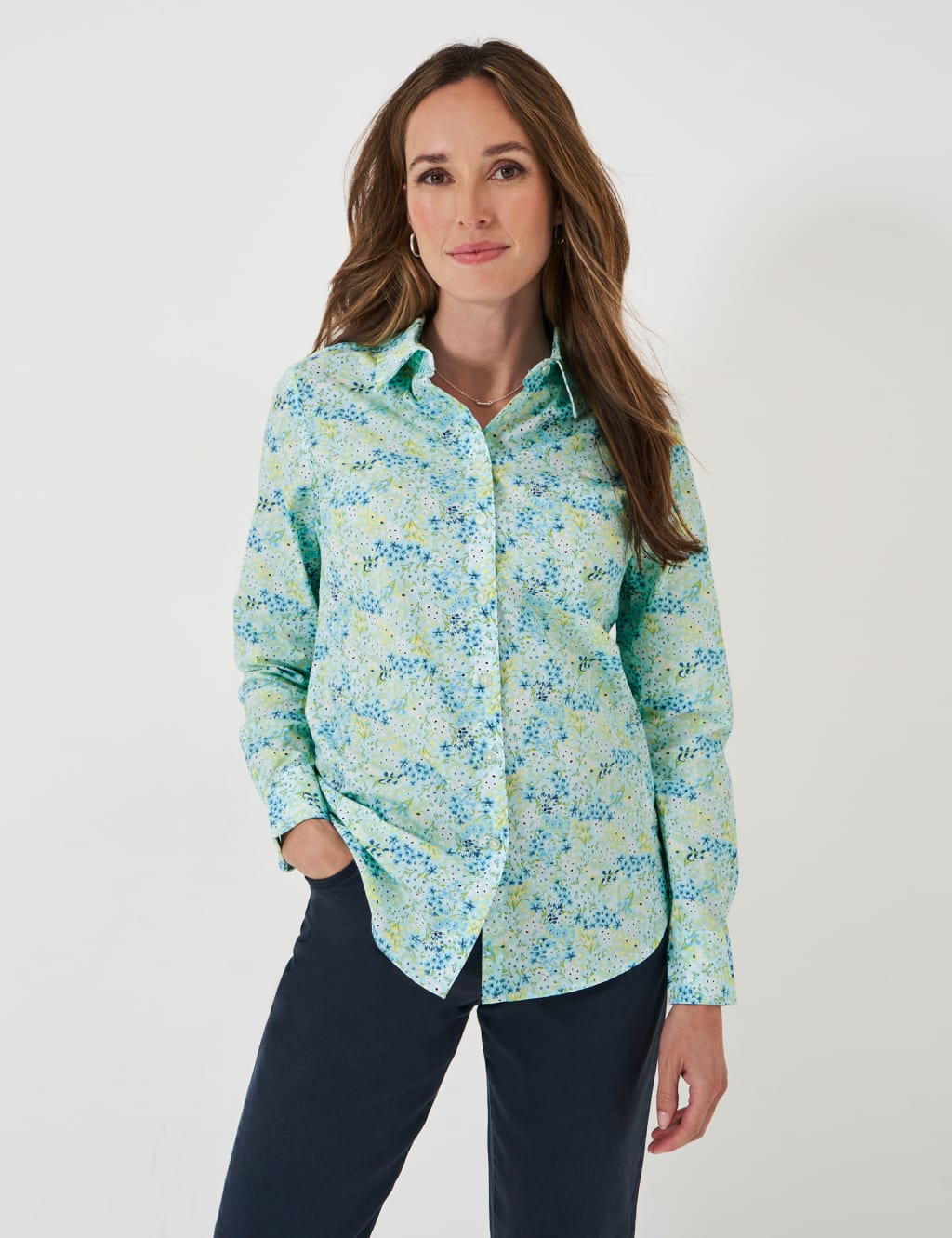 Pure Cotton Floral Collared Blouse 1 of 5