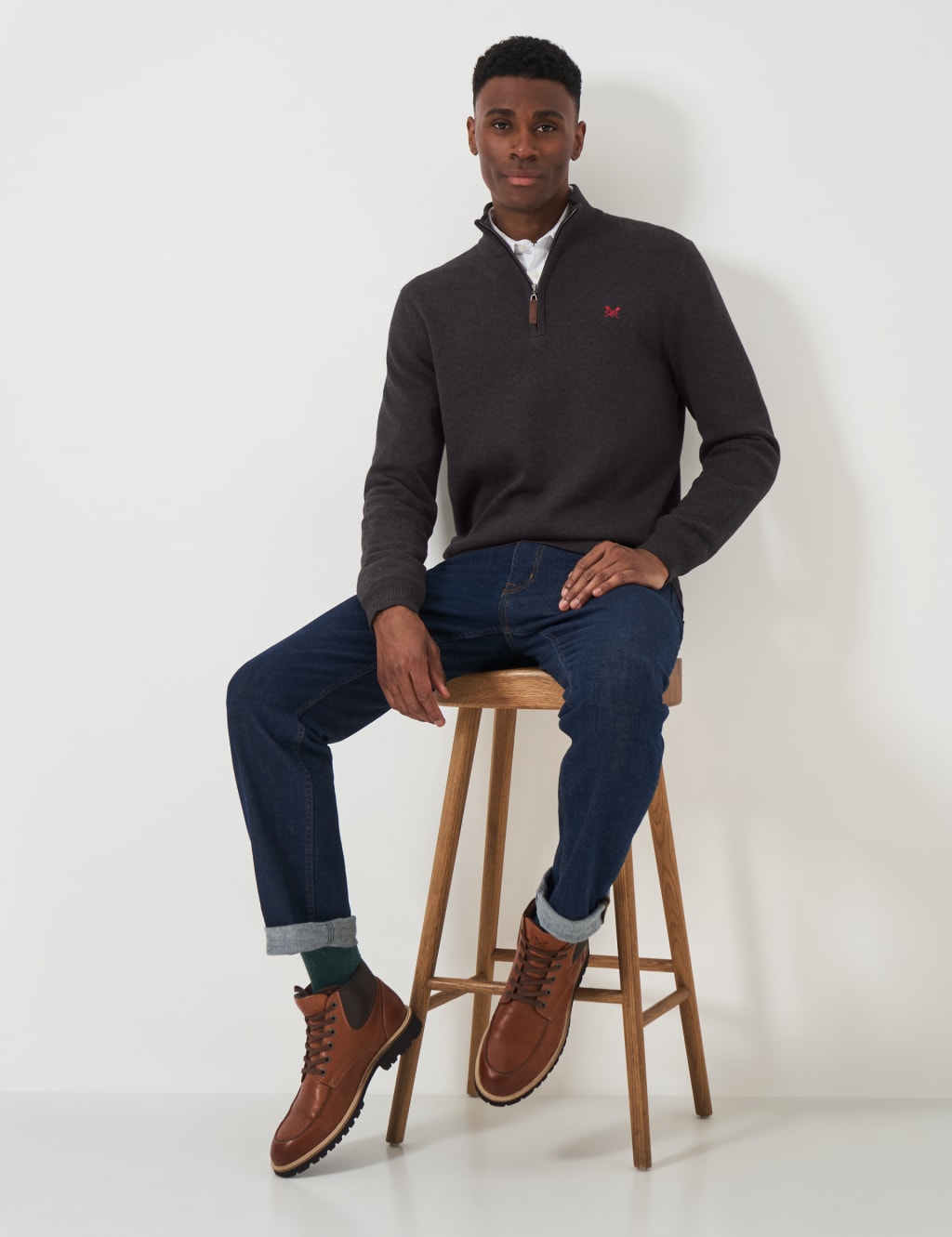 Pure Cotton Half Zip Jumper 3 of 4