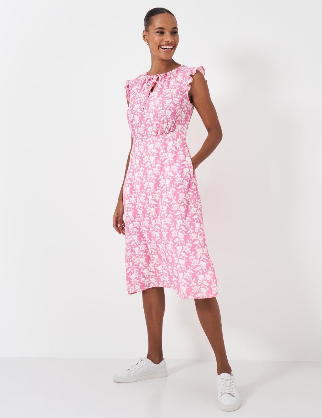Pink midi tea dress clearance