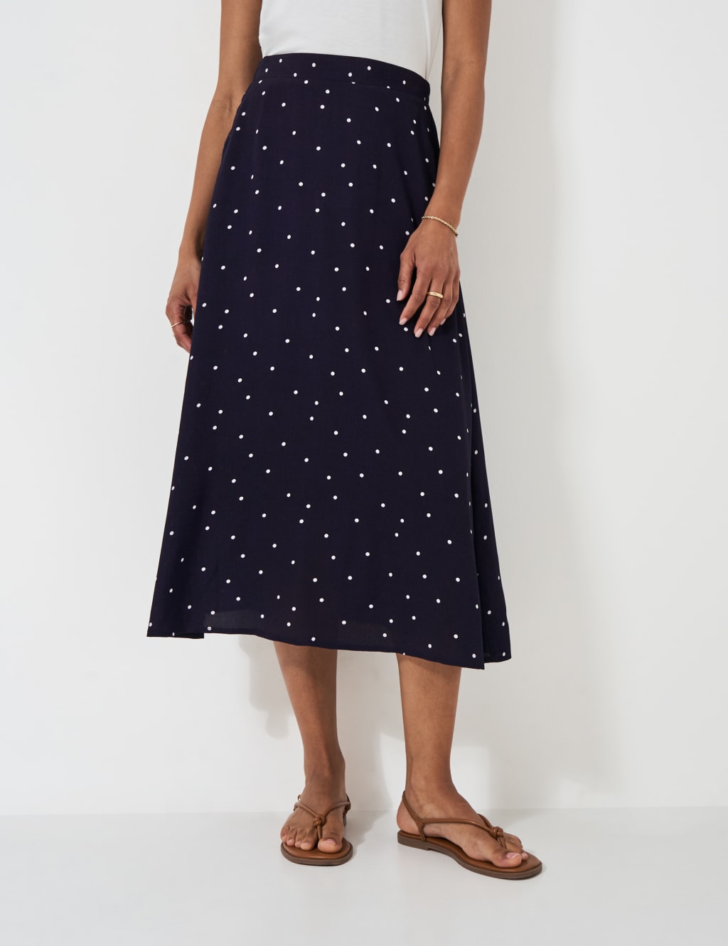 Polka Dot Midi A Line Skirt