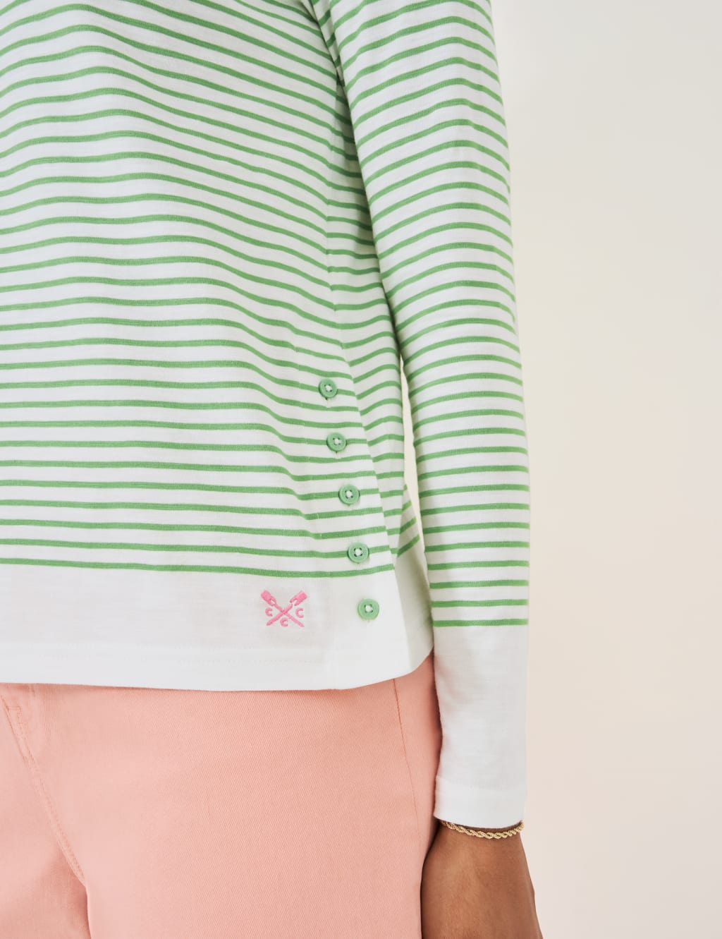Jersey Striped Button Side Top 5 of 5