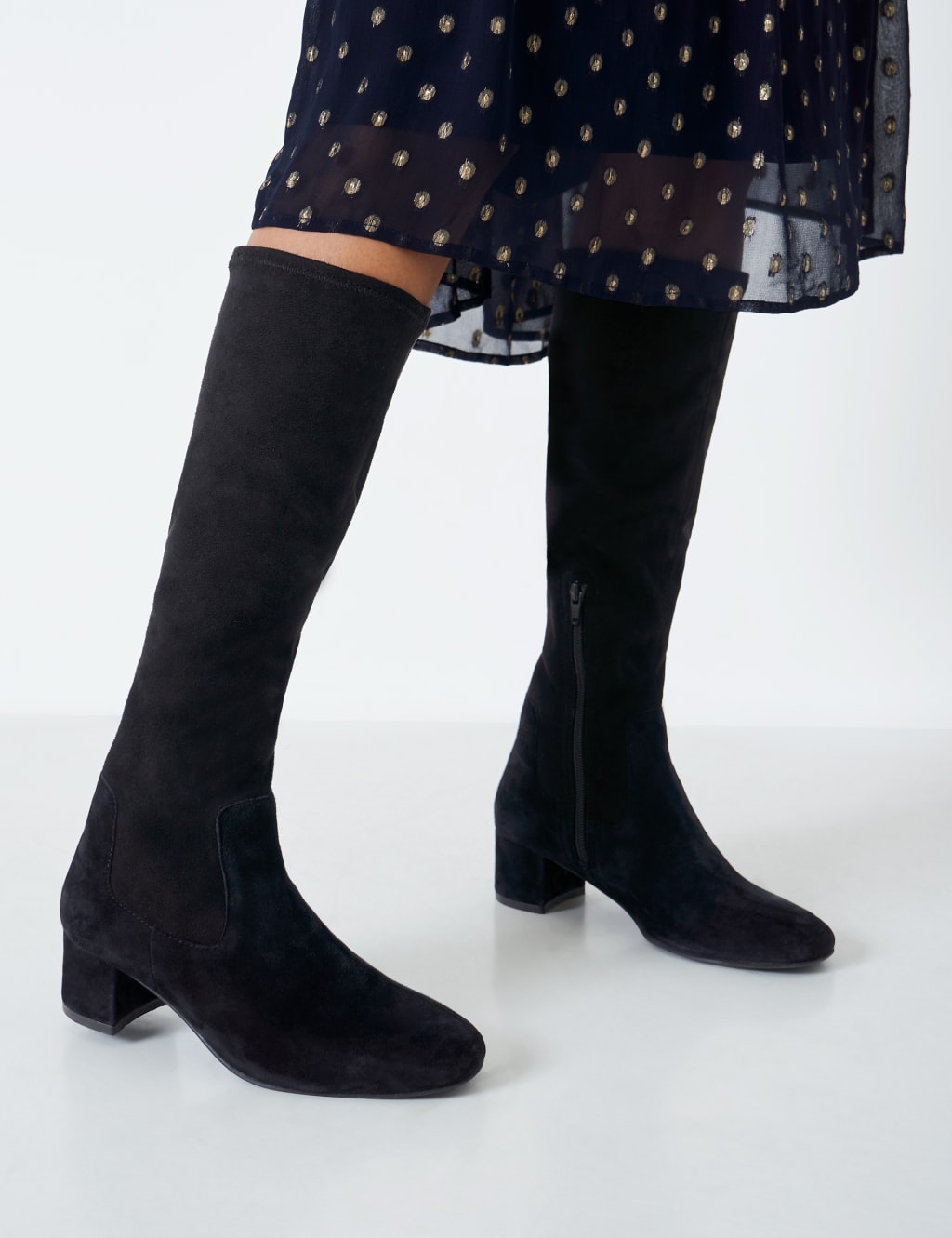 Suede Block Heel Knee High Boots 3 of 4