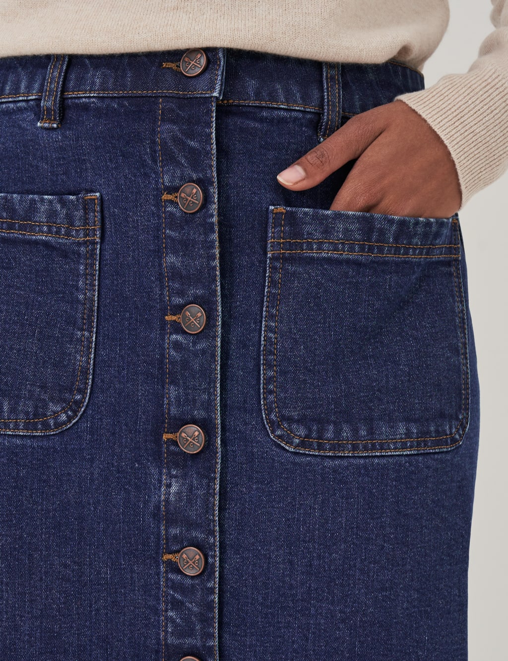 Denim Button Front Midi Skirt 5 of 5