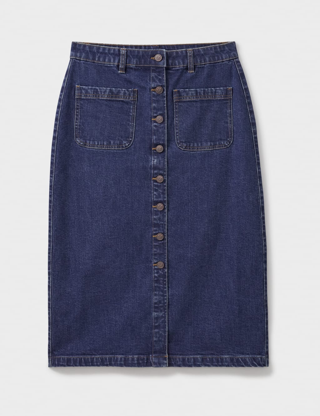 Denim Button Front Midi Skirt 2 of 5