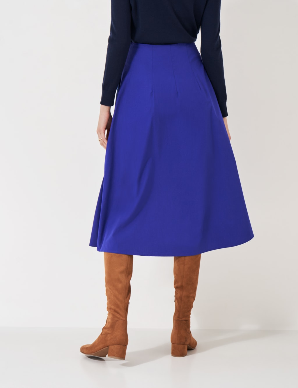 Pure Cotton Pleated Midi A Line Skirt