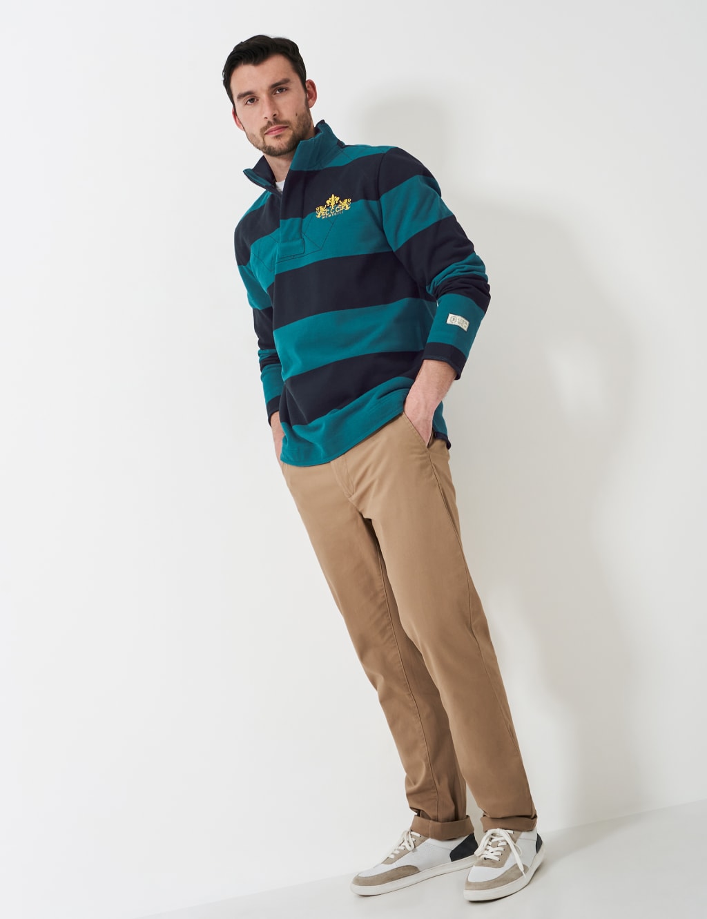 Cotton Rich Striped Half Zip Sweatshirt 4 of 4