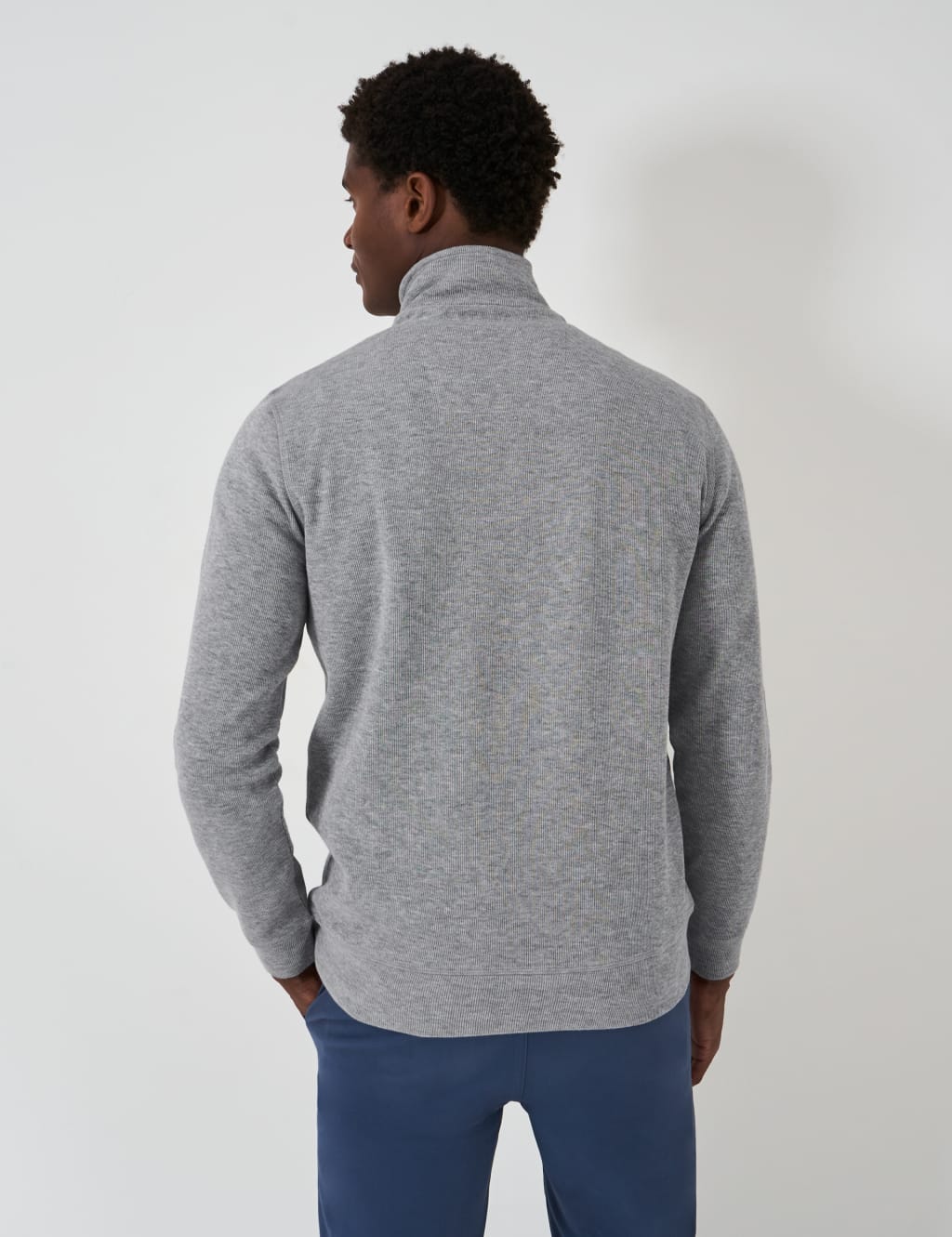 Pure Cotton Ribbed Half Zip Sweatshirt 4 of 5